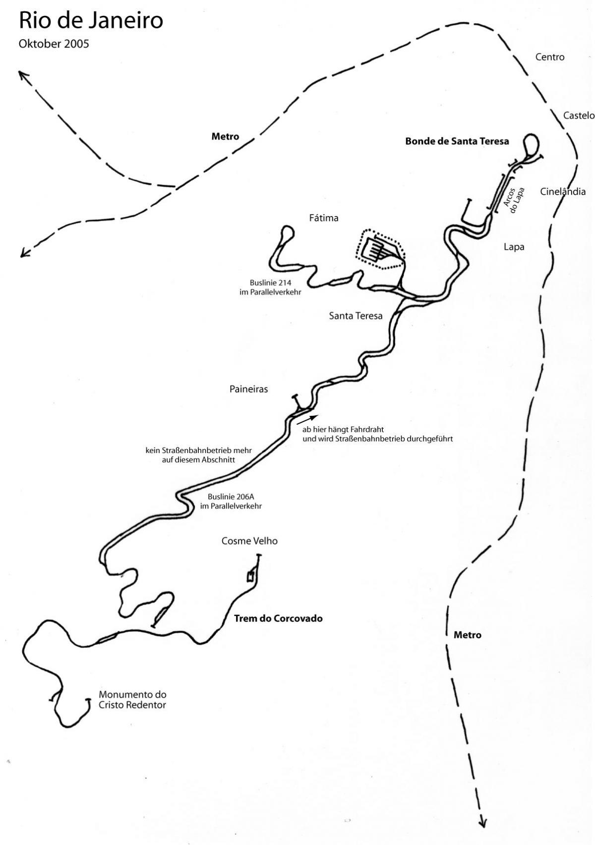 Térkép Santa Teresa villamos - Vonal 1