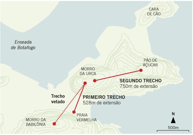 Térkép cable car, a cukorsüveg