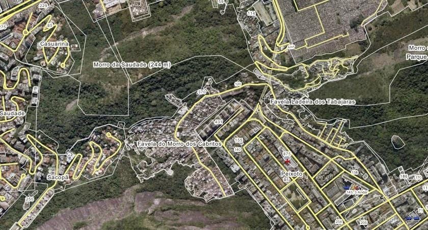 Térkép favela Ladeira dos Tabajaras