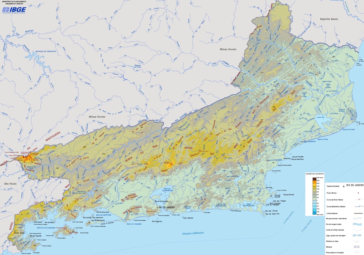 Térkép megkönnyebbülés state of Rio de Janeiro