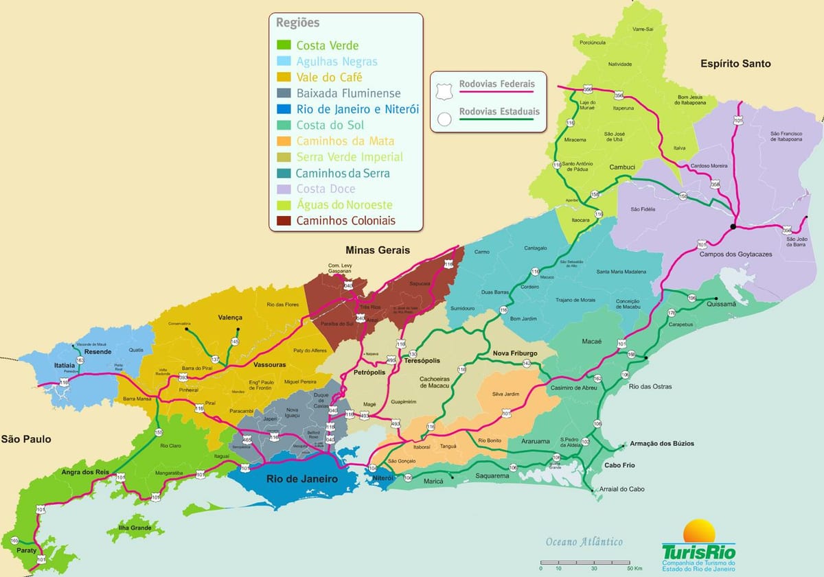 Térkép régiók state of Rio de Janeiro