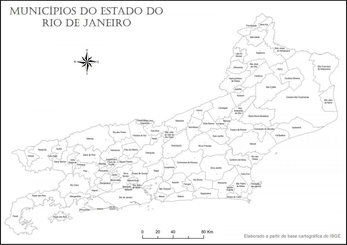 Térkép Rio de Janeiro fekete-fehér