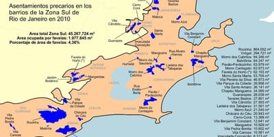 Térkép favelas Déli zóna Rio de Janeiro
