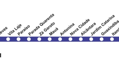 Térkép Rio de Janeiro - igen, a metró 3-as Vonal (kék)