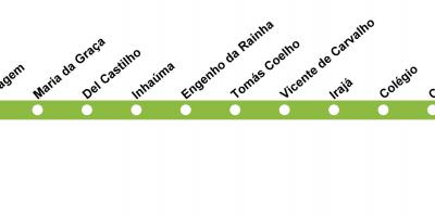 Térkép Rio de Janeiro - igen, a metró 2-es Vonal (zöld)